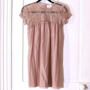 Muse Of Love Dusty Pink Lace Yolk Babydoll Dress